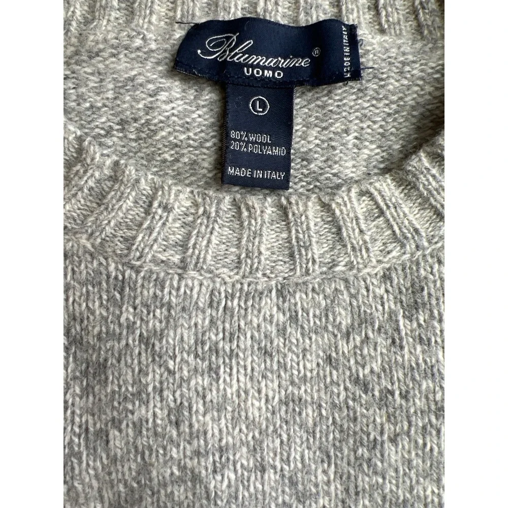 Blumarine Uomo Sweater Mens L Wool Blend Fisherman Beige Gray Italy Classic